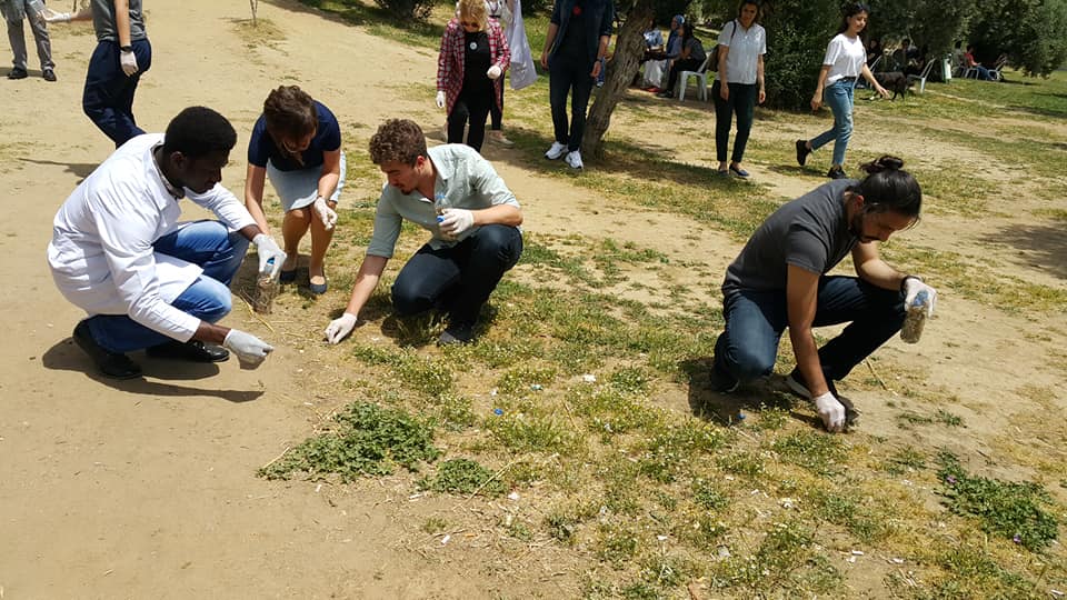 EUPHW medical students collecting cigarette butts in Turkey