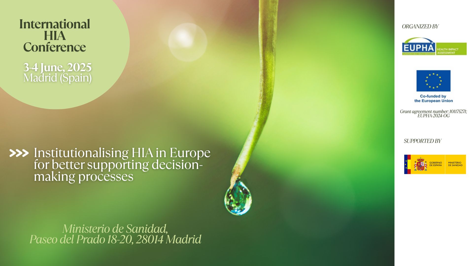 Institutionalising HIA in Europe for better supporting decision-making processes