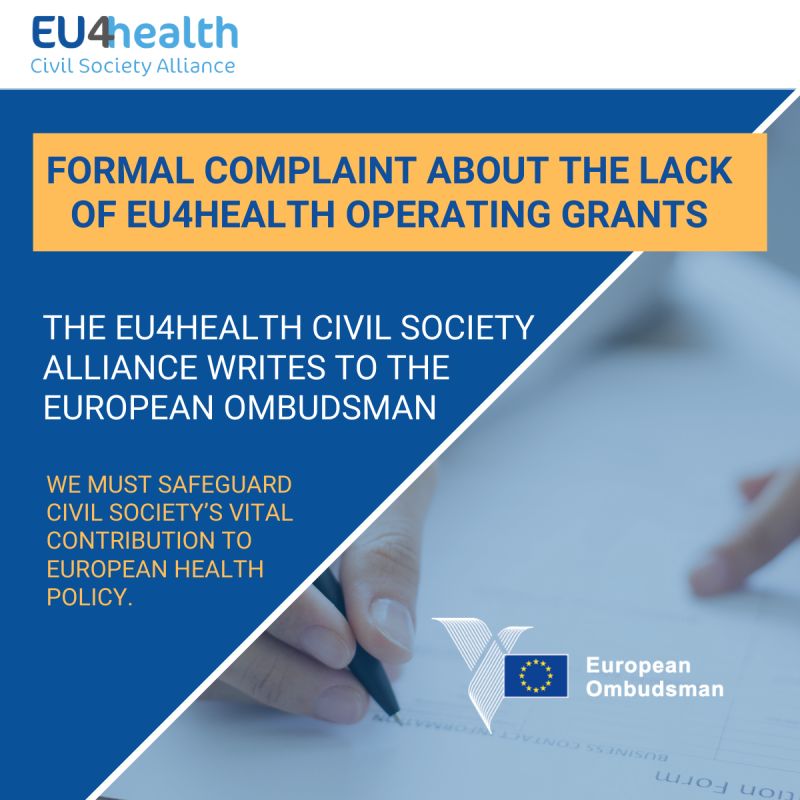 Health organisations lodge complaint to European Ombudswoman on 2025 EU4Health operating grants